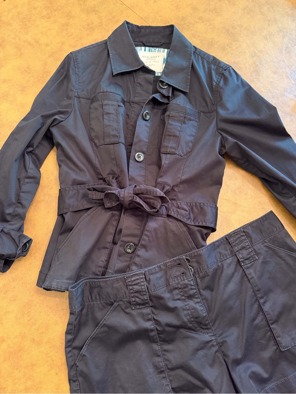 Old Navy Women's Matching Set Black Utility Jacket with Belt